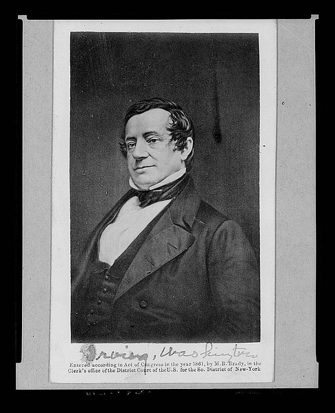 Washington Irving (by M.B. Brady, Public Domain)