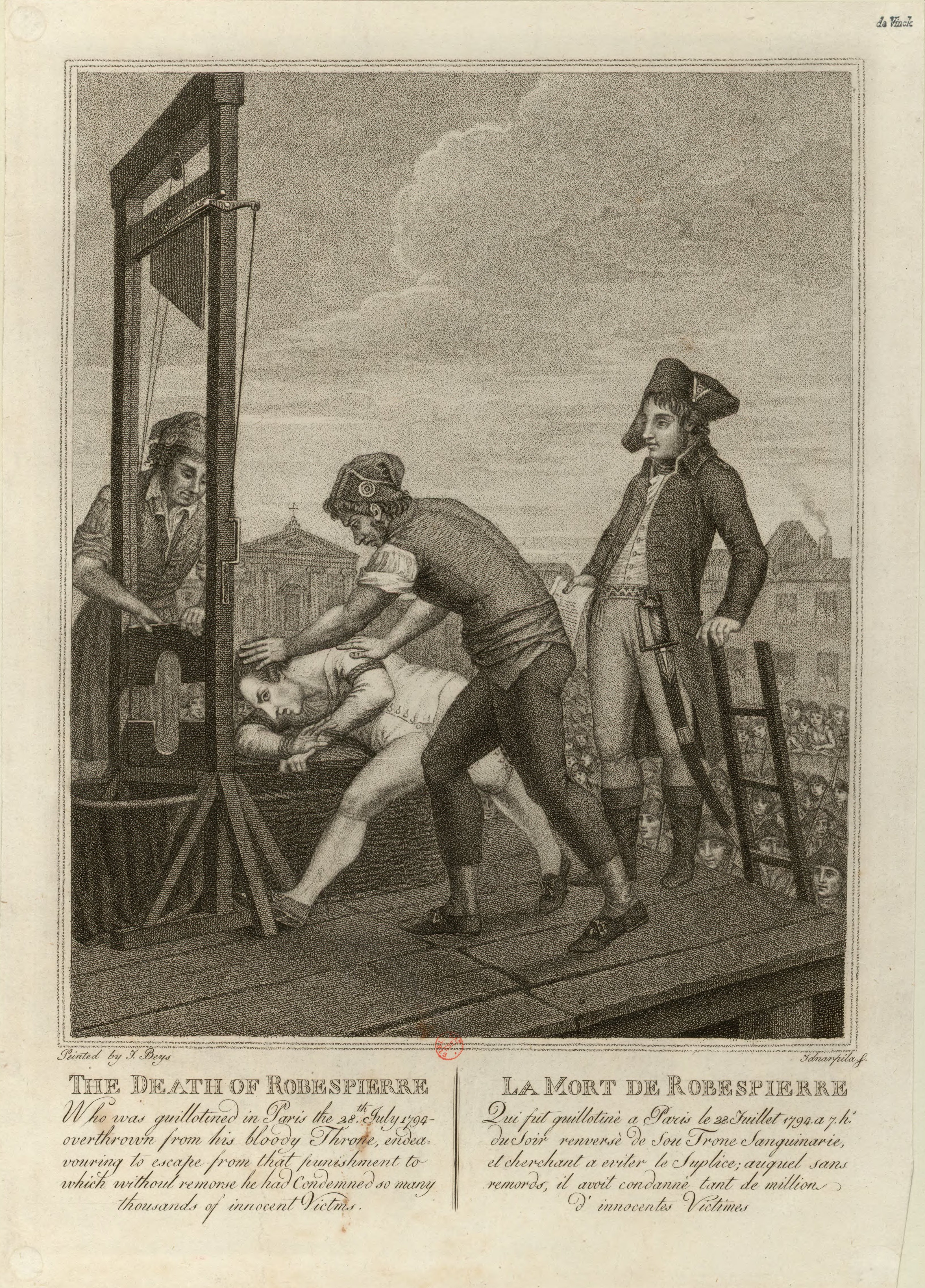 Engraving depiction of the death of Robespierre