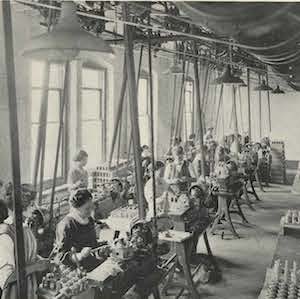 Thumbnail of a photo of women working in a factoryThere is also a great deal of material on the foundation of female education and on the women’s suffrage movement.