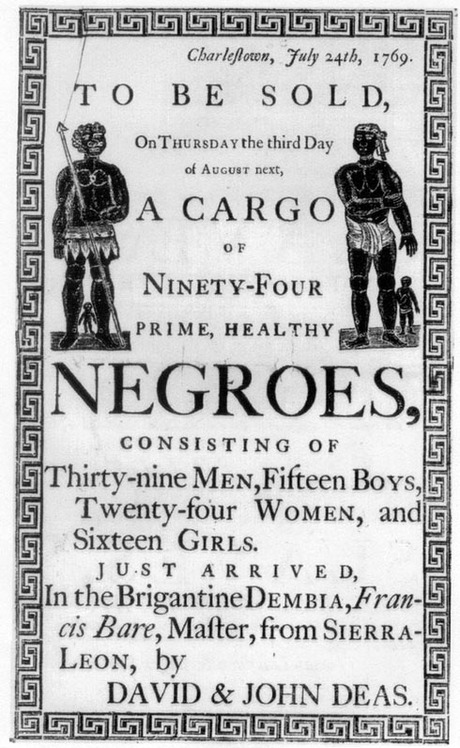 picture of an advertisement poster for the sell of slaves 