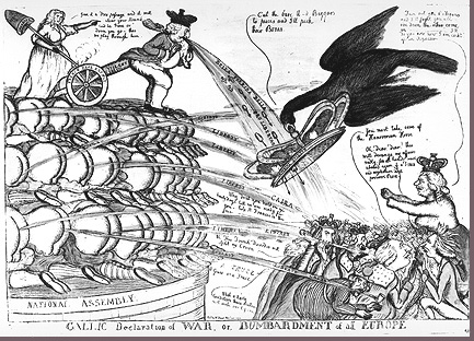 Image of British cartoon editorializing on the French Revolution