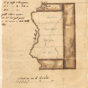 Sketch of map with notes in Dutch