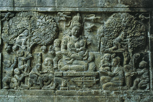 Carved stone relief from Candi Mendut