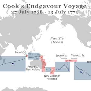 Thumbnail image of Cook's Endeavor Voyage from South Seas website.