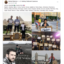 A screenshot of a Facebook post in Spanish with multiple images of people fro