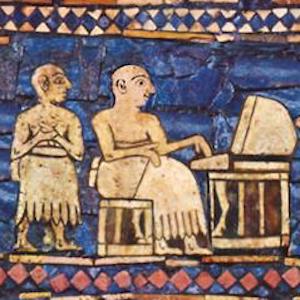 Mosaic of sumerian craftsmen working