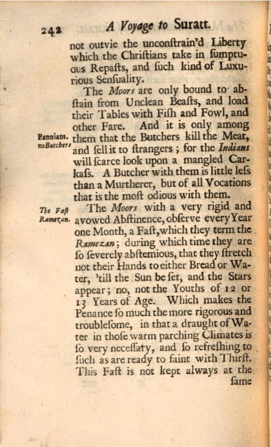 Page 242 from "A Voyage to Surat in the Year 1689" transcription in text