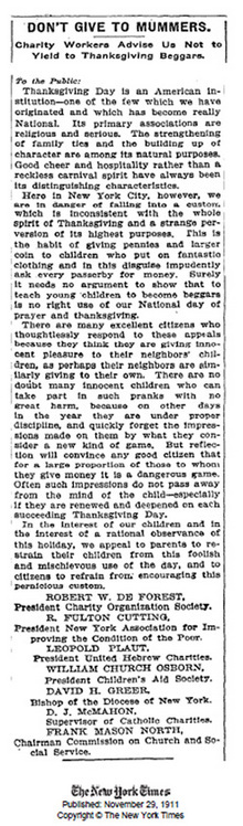 Thanksgiving Newspaper Article